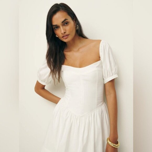 NEW Reformation Calie Mini Short  Sleeve Dress Cotton | size 0 - Picture 4 of 12